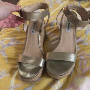 Steve Madden gold wedge sandals